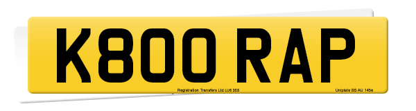 Registration number K800 RAP